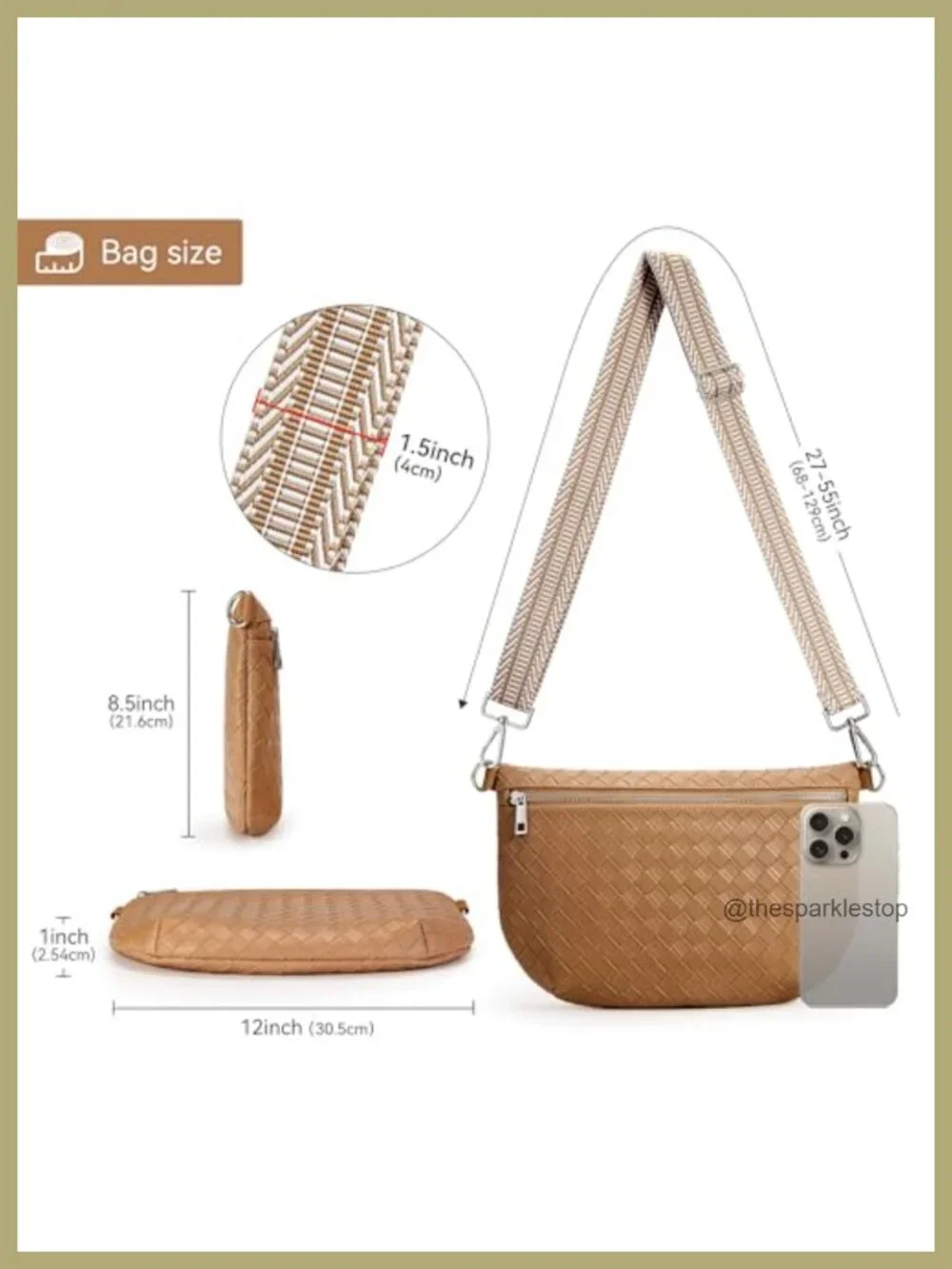 Faux Woven Vegan Leather Crossbody Bum Bag Fanny Pack for Women